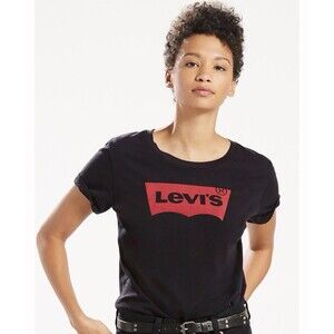 Levi's Womens Retro Black Red Cotton The Perfect Tee Shirt Size XL